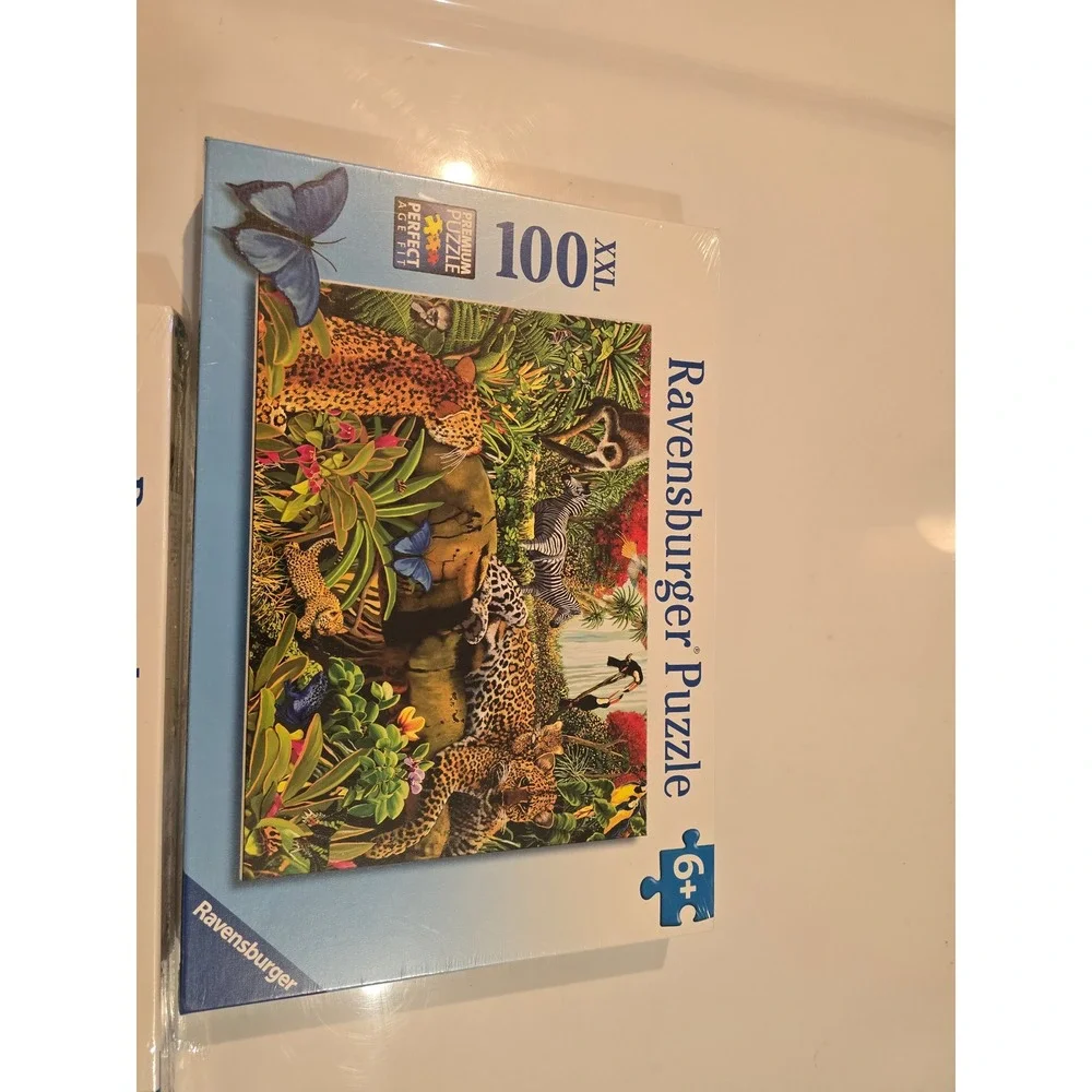 Set of Ravensburger XXL 100 Piece‎ Puzzle Set Jungle Animals & Pirate Ship